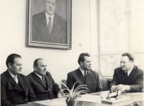 Profesoriai V. Klusis, J. Degutis, B. Milukas ir S. Kutkevičius, 1980 m.