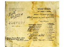 Pirmojo spektaklio N. Gogolio „Vedybos“programėlė su režisieriaus ir artistų autografais, 1949 m. (Originalas – KTU muziejuje