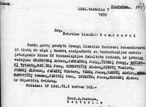 Rektoriaus įsakymas apie komandiruotę į Maskvą, 1941 m.