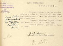 Technologijos fakulteto dekano J. Indriūno prašymas rektoriui paskirti A. Matukonį Tekstilės technologijos katedros asistentu, 1944 m. (Originalas – KTU archyve)