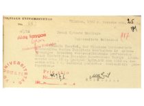 Vilniaus universiteto rektoriaus M. Biržiškos raštas VDU rektoriui, kad K. Sleževičius laikinai paskirtas ordinariniu profesoriumi, 1942 m. vasario 25 d. (Originalas – KTU archyve)