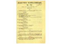 Įsakymas apie pulkininko laipsnio suteikimą P. Lesauskiui, 1937 m.