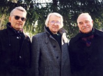 Prof. R. Bansevičius, LMA prezidentas B. Juodka ir prof. R. Baltru&scaron;is Vilniuje minint prof. Juozo Matulio 100-ąsias gimimo metines. (Prof. R. Baltru&scaron;io archyvas)