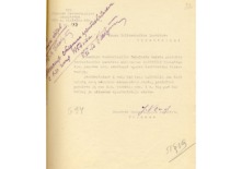 Cheminės technologijos fakulteto dekano J. Venckevičiaus pra&scaron;ymas KPI direktoriui paskirti R. Baltru&scaron;į vyr. dėstytoju, 1954 m. (KTU archyvas)