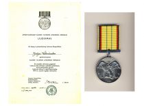 Dr. J. Valančausko Sausio 13-osios atminimo medalis ir liudijimas, 1992 m. (J. Valančausko šeimos archyvas)