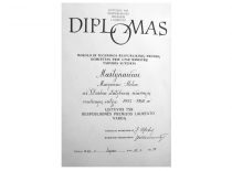 Lietuvos SSR respublikinės premijos laureato diplomas, 1966 m.