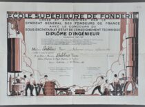 V. Babiliaus Aukštosios liejininkystės mokyklos Paryžiuje diplomas, 1936 m. (Originalas – KTU muziejuje)