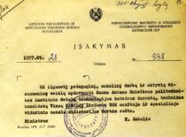 Lietuvos SSR Aukštojo ir specialiojo mokslo ministro H. Zabulio įsakymas apie doc. V. Babiliaus apdovanojimą garbės raštu, 1977 m. (Originalas – KTU archyve)
