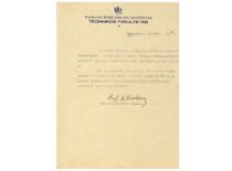 VDU Technikos fakulteto dekano prof. K. Vasiliausko rekomendacija suteikti inžinieriui V. Babiliui Krašto apsaugos ministerijos stipendiją gilesnėms studijoms, 1932 m. (Originalas – KTU muziejuje)
