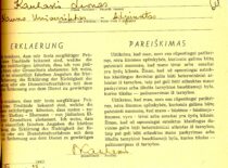 L. Kaulakio pareiškimas, kad jo giminėje nėra žydų kilmės asmenų, 1942 m. (Originalas – KTU archyve)