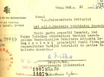 Švietimo vadybos departamento direktoriaus raštas apie L. Kaulakio nepaskyrimą docentu, 1941 m. (Originalas – KTU archyve)