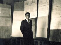 Kęstutis Sasnauskas gina diplominį darbą, 1948 m. (Iš Sasnauskų šeimos archyvo)