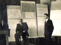 Kęstutis Sasnauskas gina diplominį darbą, 1948 m. (Iš Sasnauskų šeimos archyvo)