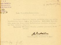 Kauno valstybinio Vytauto Didžiojo universiteto Technologijos fakulteto dekano J. Indriūno prašymas skirti K. Sasnauską Neorganinės katedros laborantu, 1945 m. (Originalas – KTU archyve)
