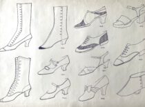 XX a. pradžios apavas. M. Matušakaitės piešinys, 1982 m. (Originalas – KTU muziejuje)