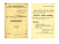 Kvietimas J. Slavėnui į Studentų mokslinės draugijos ataskaitinį-rinkiminį susirinkimą, 1949 m. (Originalas – KTU muziejuje)
