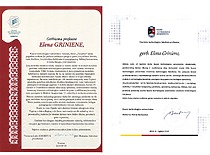 KTU „Emeritus“ klubo ir KTU rektoriaus sveikinimai prof. E. Grinienei 90-mečio proga, 2014 m. (E. Grinienės šeimos archyvas)