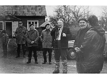 Prof. S. Kutkevičius (centre) medžioklėje su medžiotojų būrelio „Dubysa“ nariais, 1983 m. Prof. S. Kutkevičiaus kairėje – kolega prof. R. Baltrušis. (Prof. S. Kutkevičiaus šeimos archyvas)