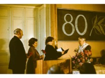 J. Matulionis &scaron;venčiant 80-ties metų jubiliejų, 1986 m. (Prof. J. Matulionio &scaron;eimos archyvas)
