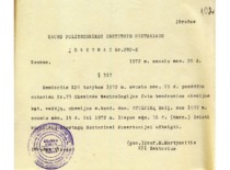KPI rektoriaus įsakymas apie doc. B. Stulpino kūrybines atostogas, skirtas daktaro disertacijai užbaigti, 1972 m. (KTU archyvas)
